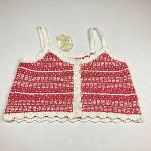 Altard State Womens Cropped Sweater Striped Sleeveless Button Sweater Medium NEW